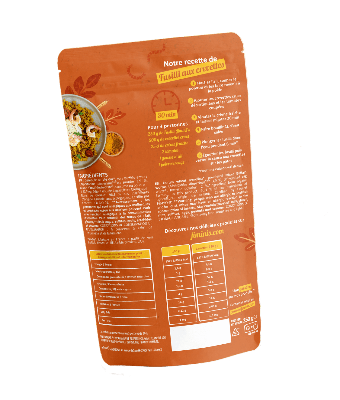 Jimini's - Pasta Turmeric Fusilli with insect powder - 21bites