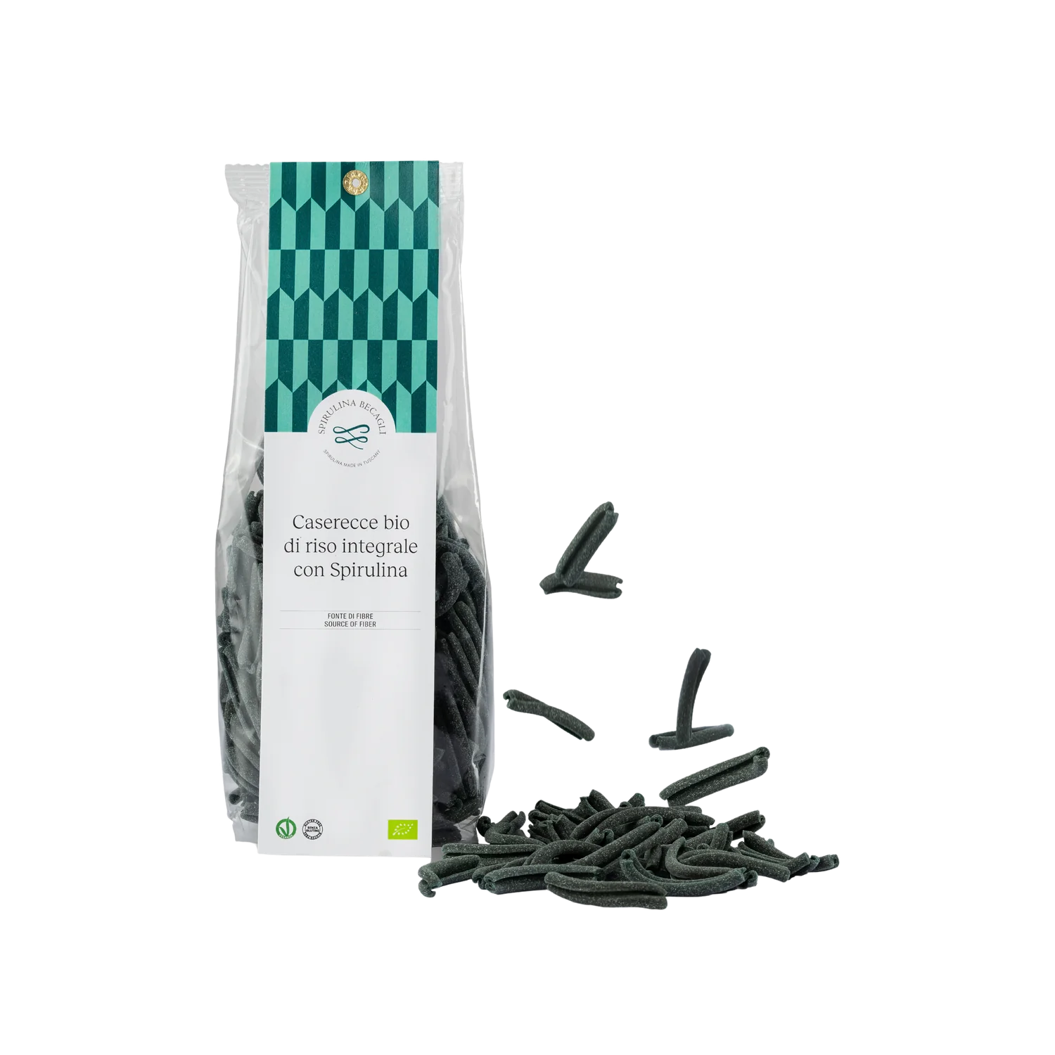 Rice pasta with spirulina - caserecce