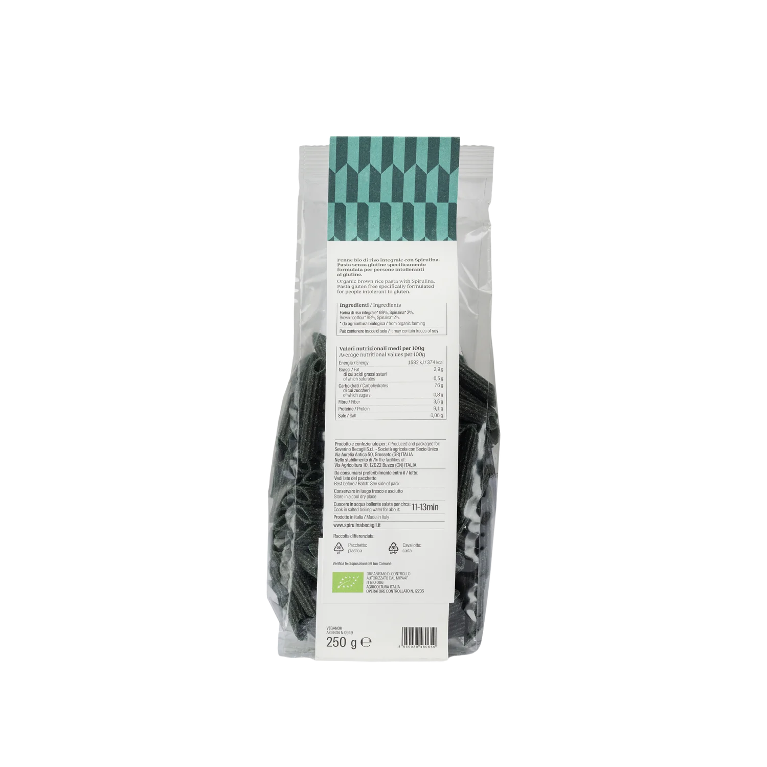 Pasta di riso - Penne rigate con spirulina