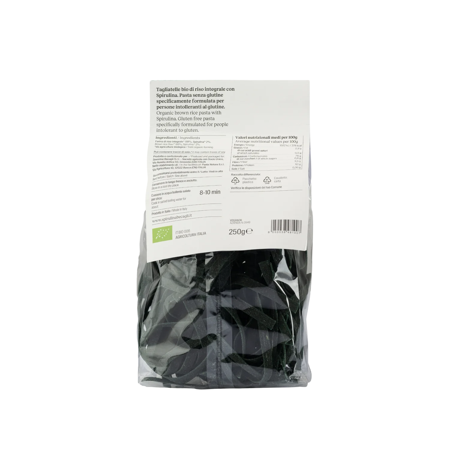 Sprirulina pasta tagliatelle