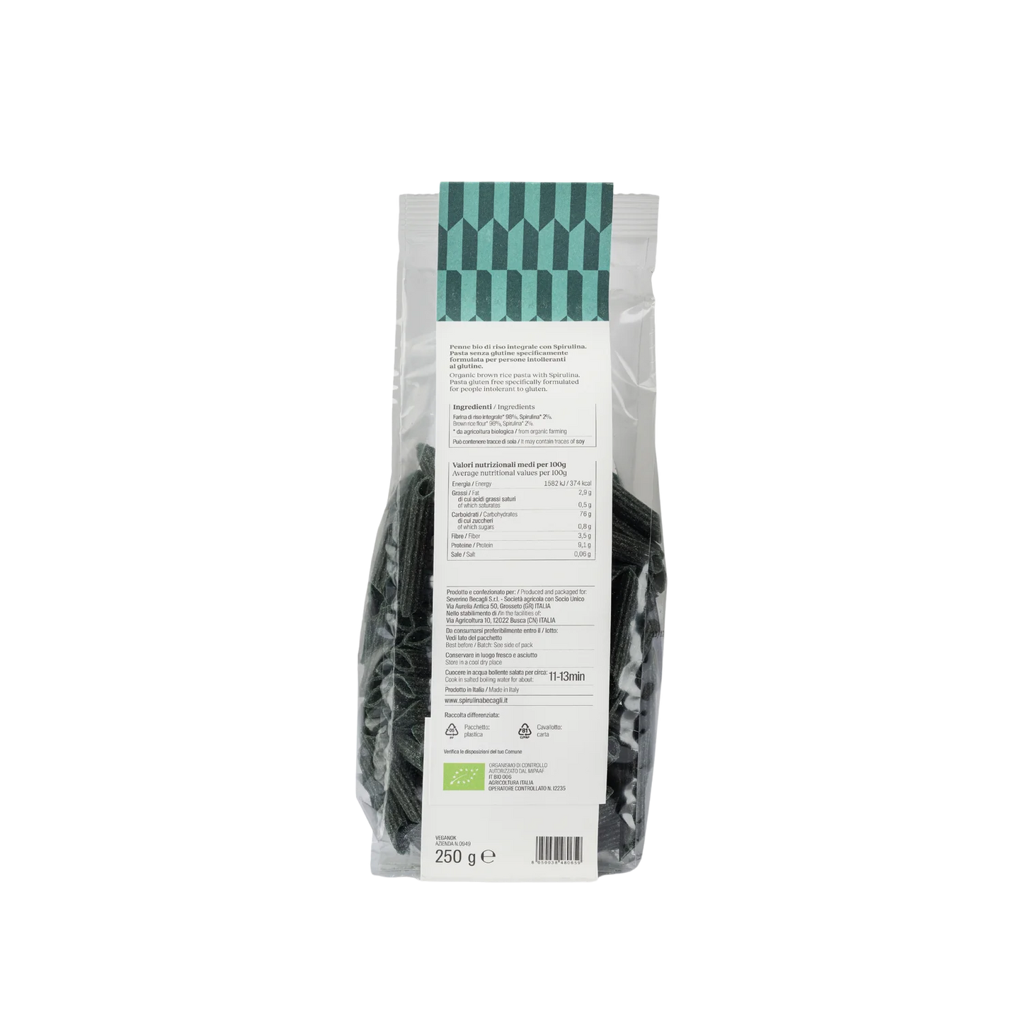 Pasta di riso - Penne rigate con spirulina