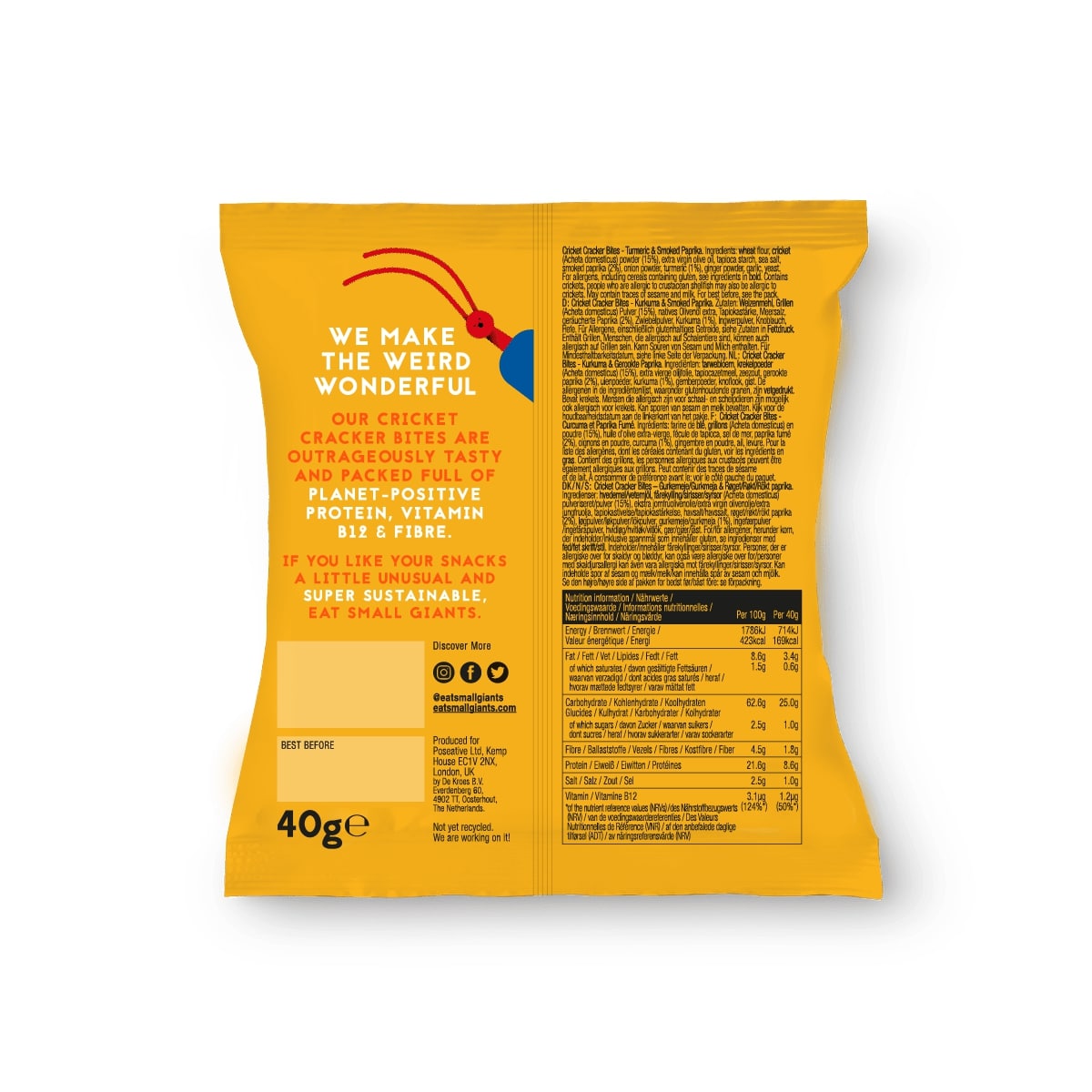 Small Giants - Turmeric & Paprika cricket crackers - 21bites